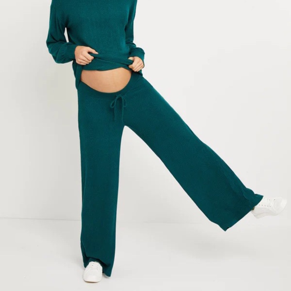 Sustainable Hacci Knit Wide Leg Maternity Pants